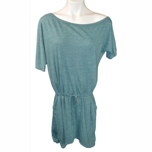 Chaser Green T-Shirt Dress S NWT Soft Knit Drawstring Waist Pockets - Picture 2 of 3